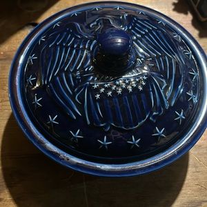 Longaberger American Eagle crockery with lid.